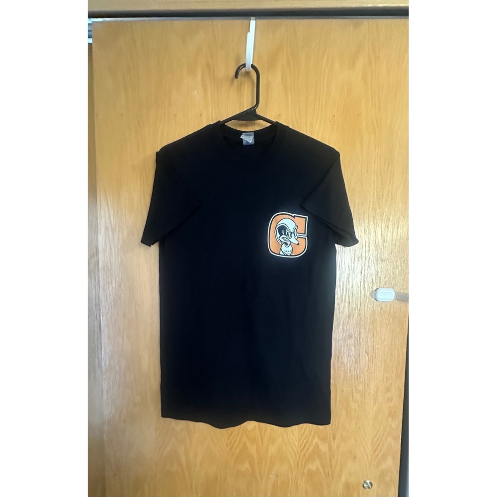 Gildan DryBlend Mens Small Black Slow Xing Graphic T-Shirt Bird Letter G Logo